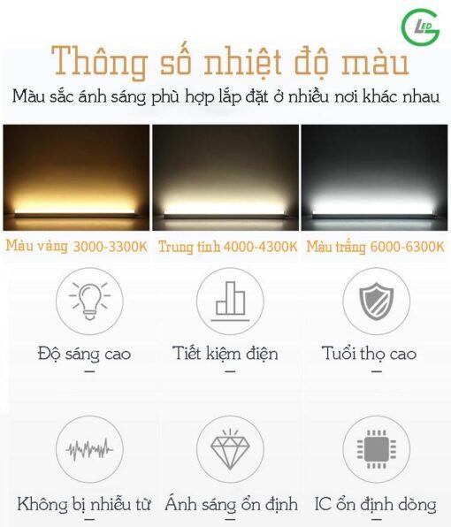 Đèn tuýp LED bán nguyệt đầu vuông 0.6m GLED 36W