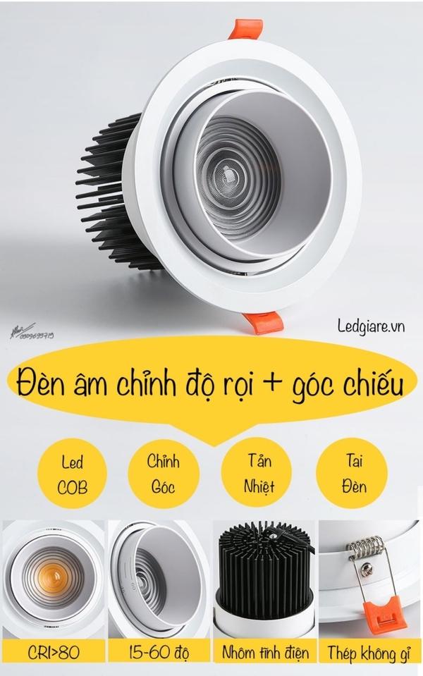 Đèn Led âm trần 10w thay đổi độ rọi 15-60 độ