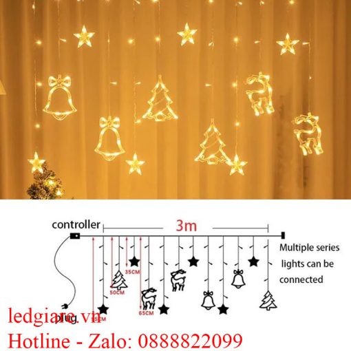 Dây Đèn LED Rèm Chuông Nai Thông & 6 Sao Nhỏ 3m: Trang Trí Lộng Lẫy Cho ...